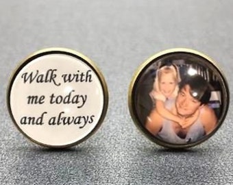 Walk with me today and always Photo Cufflinks, personalized cufflinks