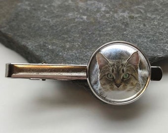 Pet Tie Clip, Photo tie clip, Custom Photo Tie Clip, Gold or Silver Tie Clip, Personalized Tie Bar