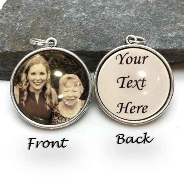 TWO SIDED Photo round charm, Two sided Charm, Custom Photo Wedding Bouquet Charms, Two sided photo charm, photo charm, picture charm