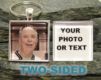 Two-Sided 25mm/1 inch Custom Photo Keychain, Memorial Keychain, square keychain, picture keychain, keychain for boyfriend