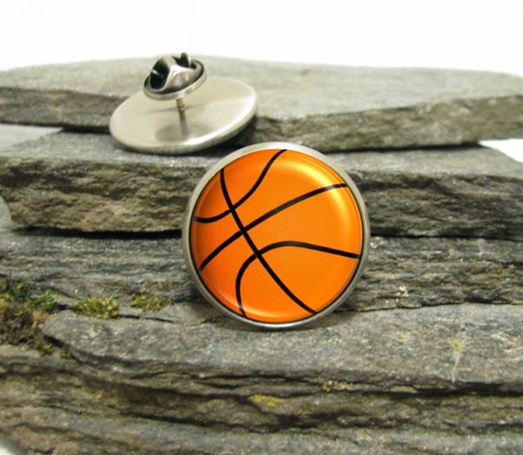 Basketball Pin, Gold or Silver, Large or Small, Basketball Lapel Pin
