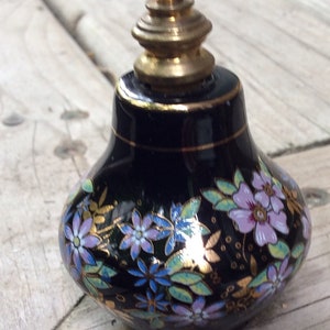 Vintage Greek Porcelain Perfume Bottles vials snuff scents Black Mini Pot Perfume Oils Solid Perfume scents goth mourning mother&#39;s day gifts