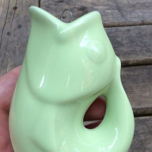Vintage Mini Gurgle Fish Pot pastel sea foam green tree ornament small hanging Fish, GurglePOT  Father's day fishing