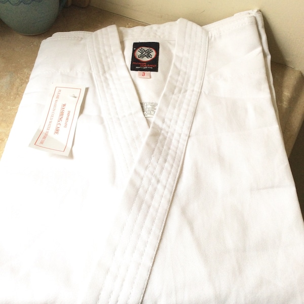 Vintage karate supplies Martial Arts Uniform Gi Judo Karate White Uniform White Belt Cotton Gi movie props wardrobe design theatre video lee