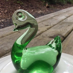 Vintage Green blown Glass Swan figurine Easter gifts Spring window decor, Ugly Duckling Handblown duck Christmas ducks unlimited Christmas