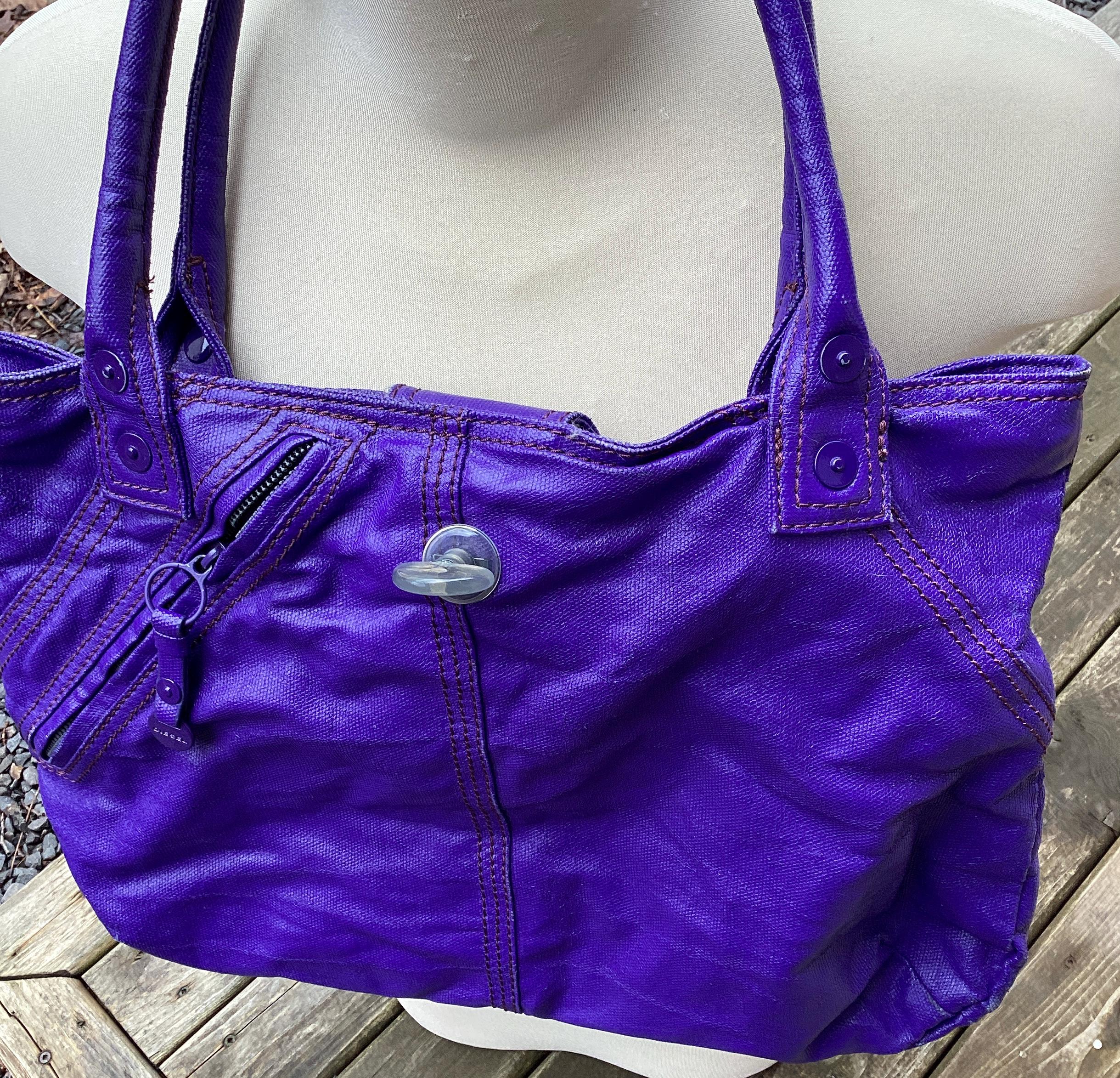 Vintage Diesel Purple Large Handbag: Y2K Faux Leather Shoulder Bag 