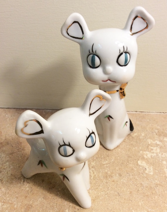 Vintage Weird Kitsch Cat Figurines MCM Cat Lover Gifts White Big