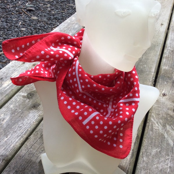 Vintage country western fashions, Vintage Polka Dot cotton hanky bandana, Crate of Cotton hankies, Red & white dots hanky, blue white dotted