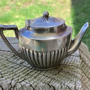 Vintage Miniature Silver Teapot with Hinged Lid Accent Piece, Antique Style Tiny Silver Tea Pot, Victorian Cottagecore Vanity & Curio Decor
