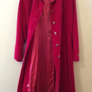 Vintage luxury mid-century Modern classy pink Velvet Coat on sale, retro Long Velvet Women's Coat, Haute Couture, Fashion Tailored in Canada image 4