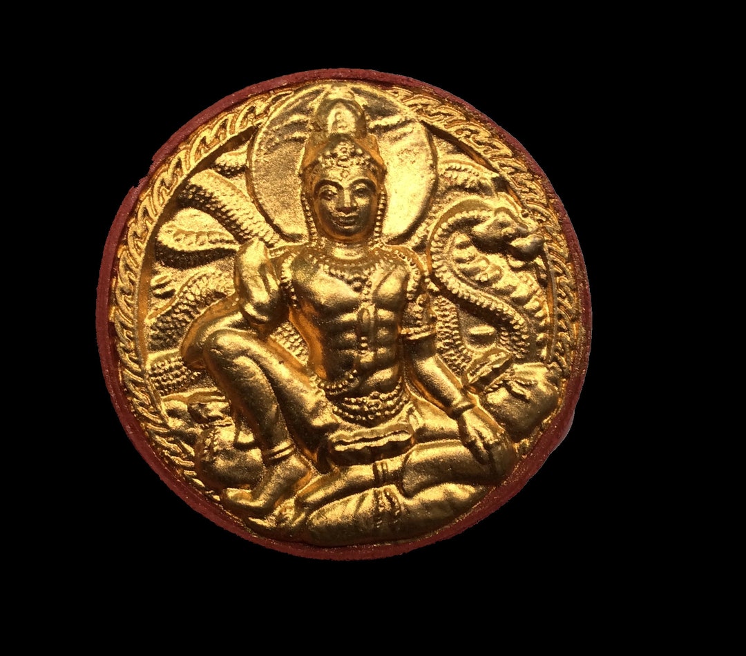 Vintage Thai Amulet Jatukam Ramathep Phra Medallion, Symbolic Lucky