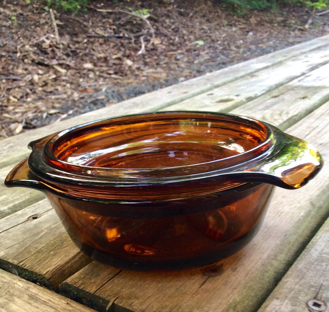 Vintage Anchor Hocking Casserole Dish ON SALE Amber Glass Etsy