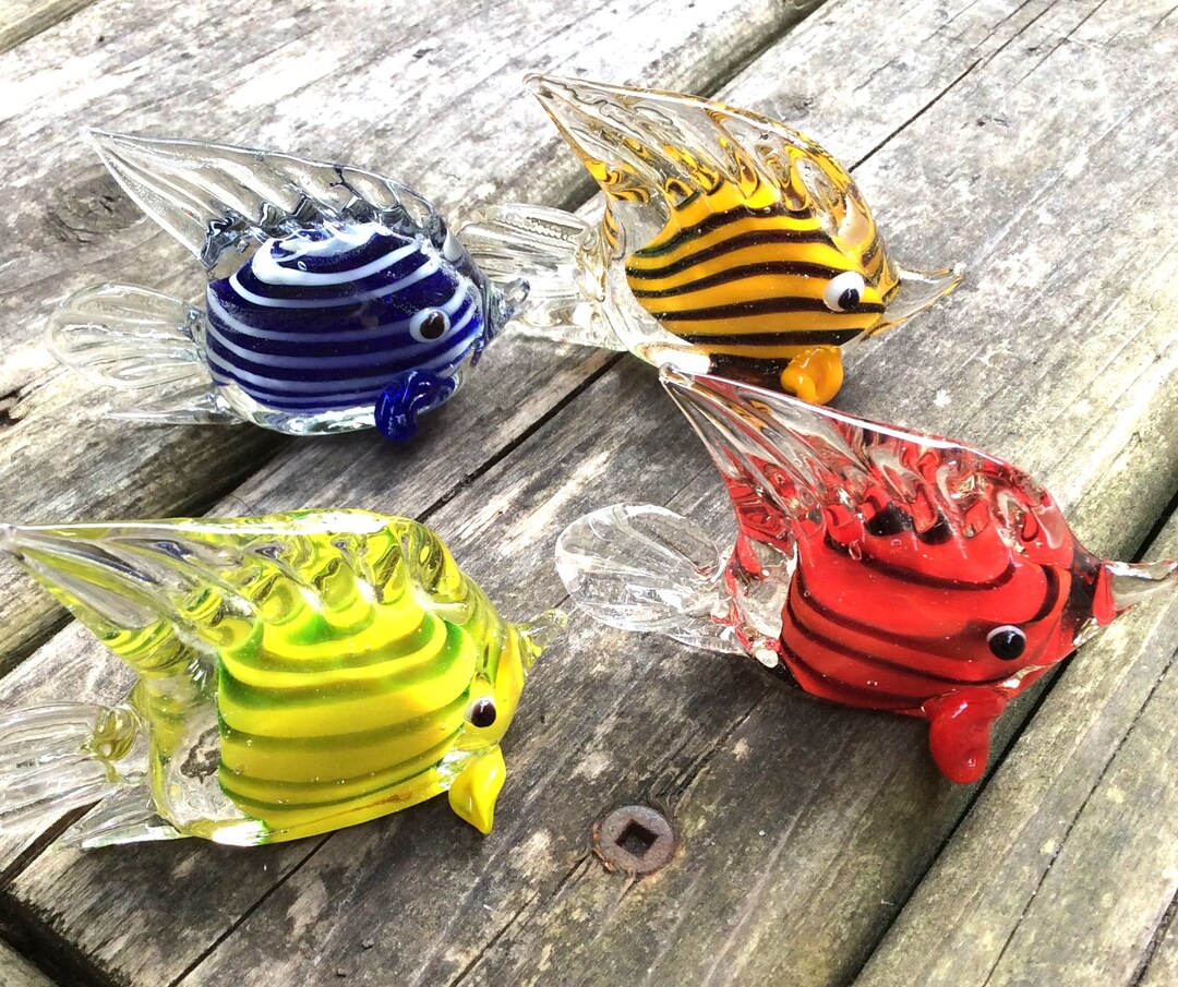 Vintage Blown Glass Fish, Retro Art Glass Floating Fish, Glass Angel