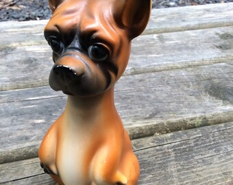 * vintage dog ornament ❀  blue eye ワンちゃん VINTAGE Dog Figure Ceramic Brown Big Eyes Long Neck Tall