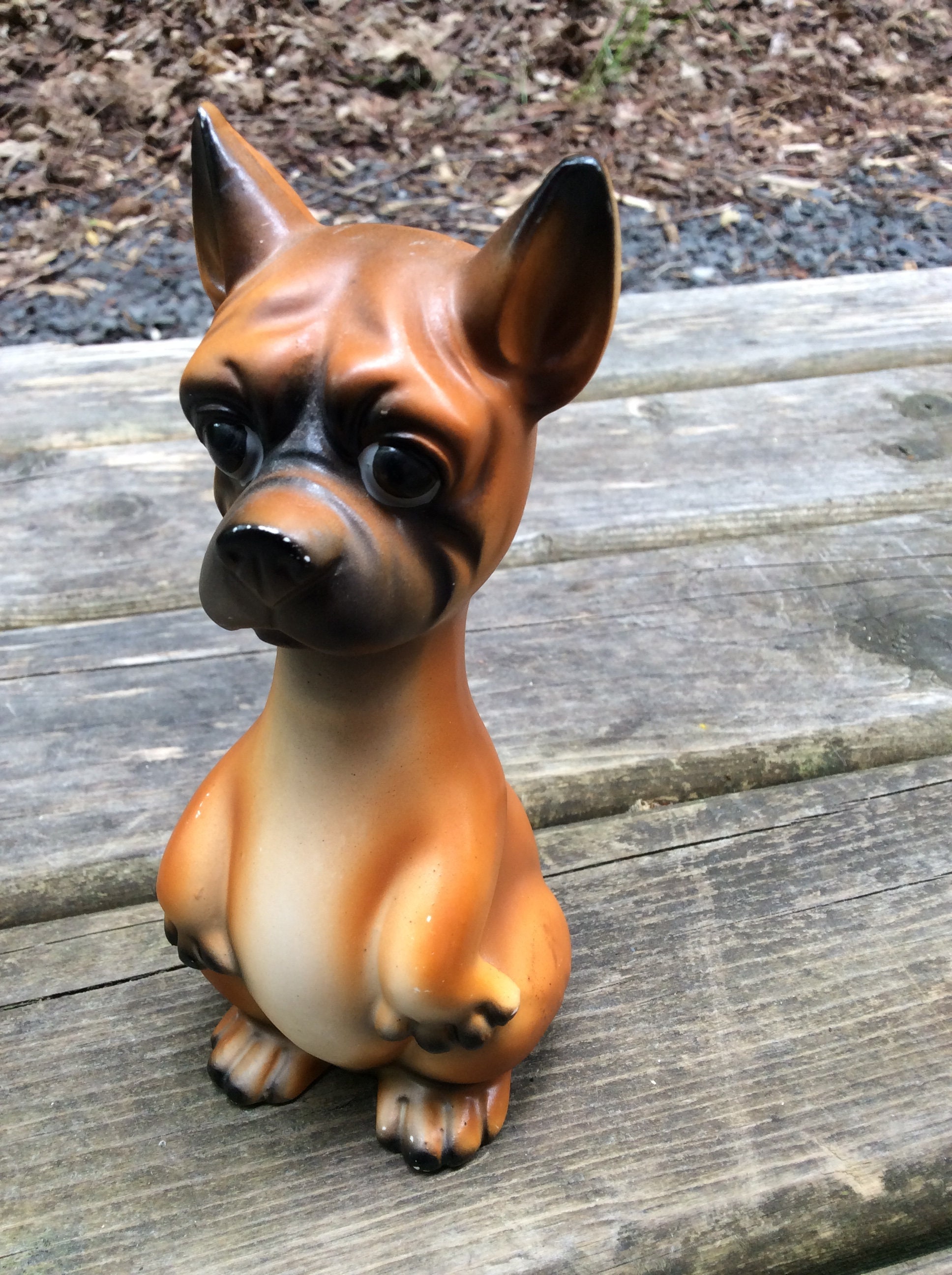 ビンテージNorleans製 Big eye Dog置物 陶器 犬 フィギュリン Vintage Anthropomorphic CHIHUAHUA Dog Figurines Sad Big Eyed