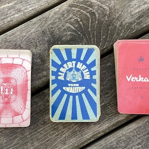 Jeux de cartes à jouer vintage assortis au jeu de cartes, jeu de cartes assorti, fournitures d'art artisanales néerlandaises, matériaux de bricolage éphémères, nain blanc comme neige Albert Heijn Vraagt