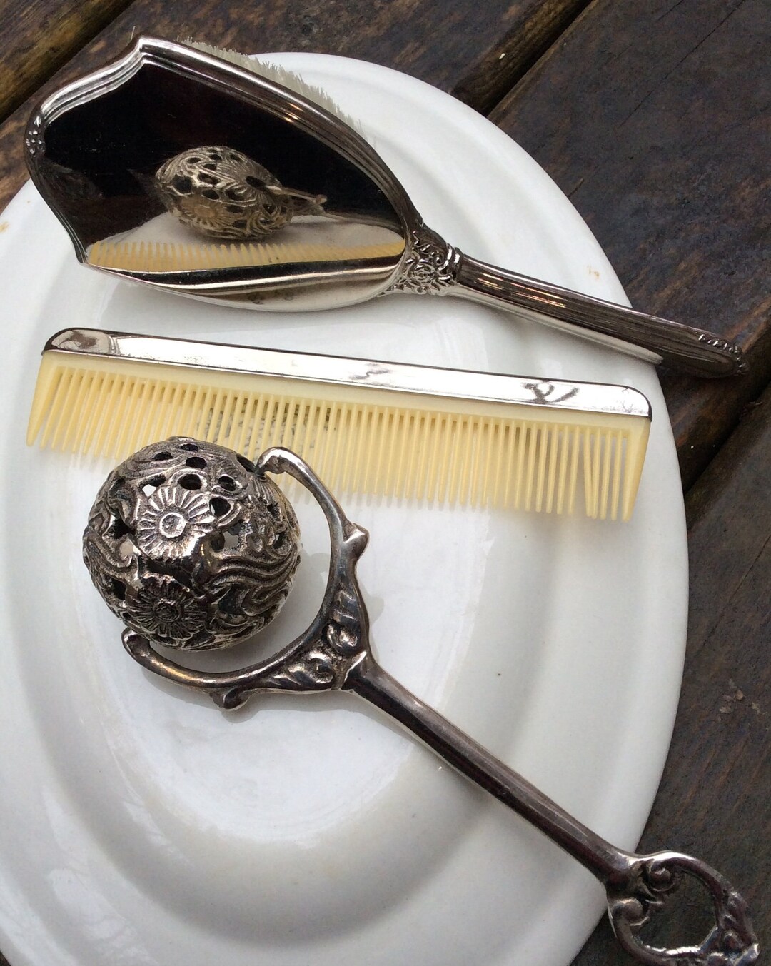 Vintage Baby Mini Silver Plated Brush and Comb Set Silver Etsy