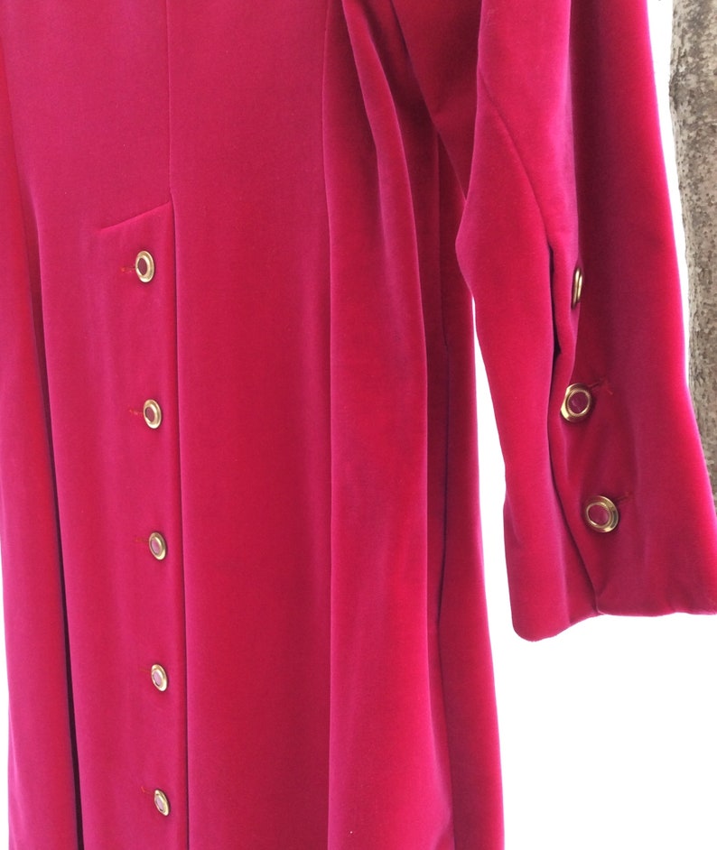 Vintage luxury mid-century Modern classy pink Velvet Coat on sale, retro Long Velvet Women's Coat, Haute Couture, Fashion Tailored in Canada image 6