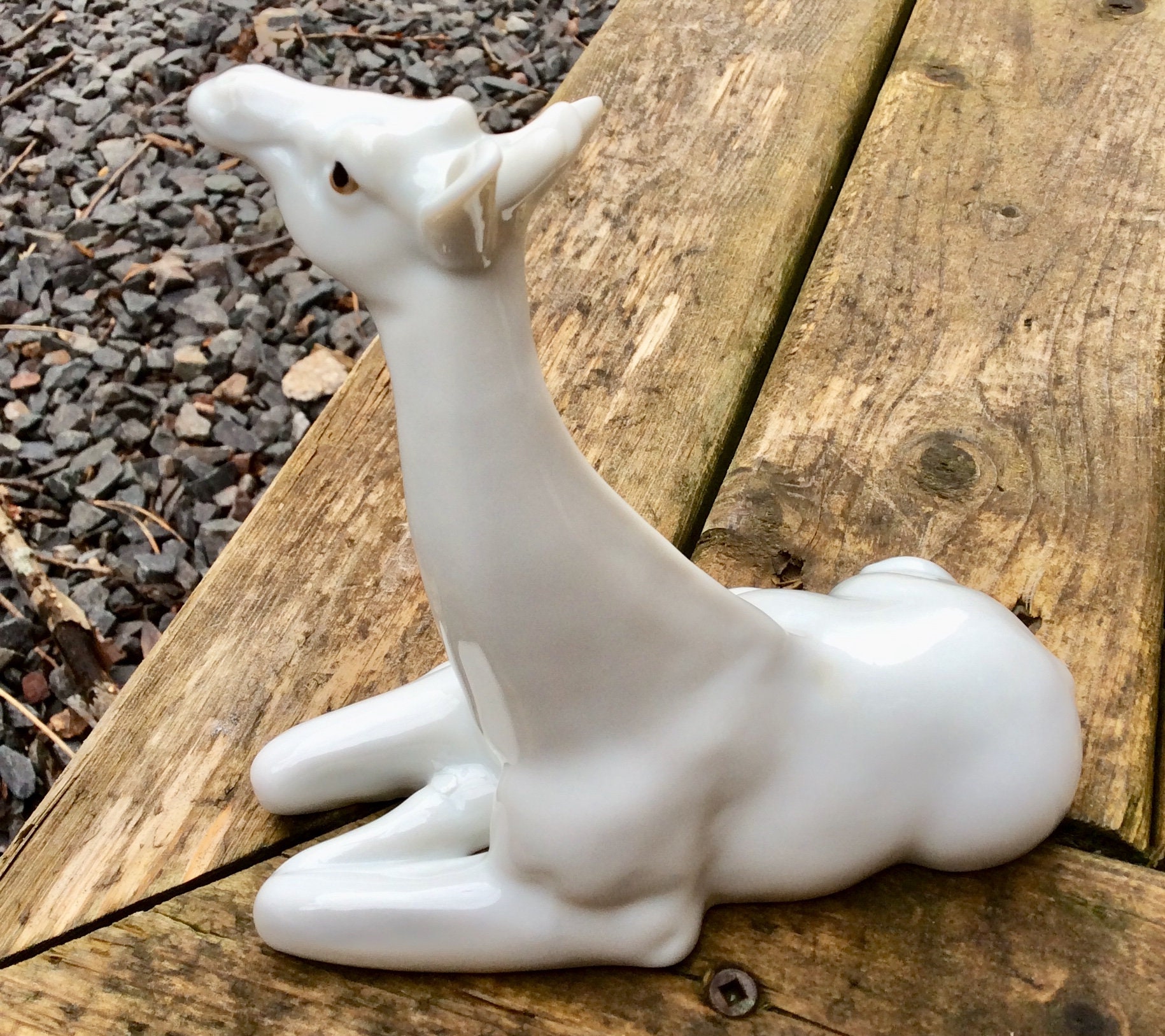 Vintage White Porcelain Giraffe Art Deco Giraffe Figurine | Etsy