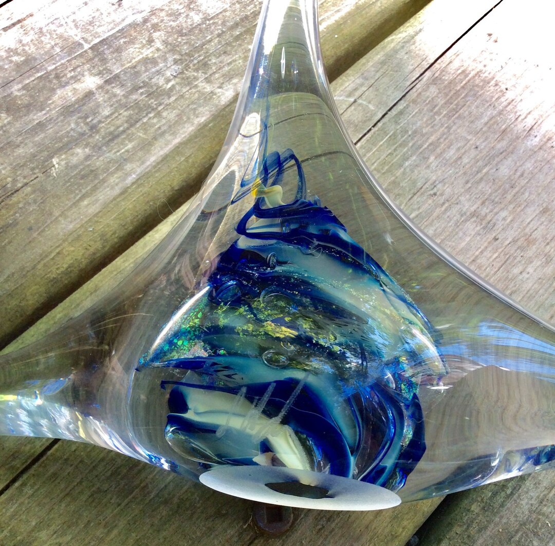 Vintage Blue Fish Art Glass Abstract Sea Creature Starfish Paperweight ... - Starfish-Shaped Blue Fish Tank Ornaments