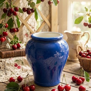 Vintage blue porcelain urn vase Fortnum & Mason London Antique Cobalt Blue Pottery Small flower pots