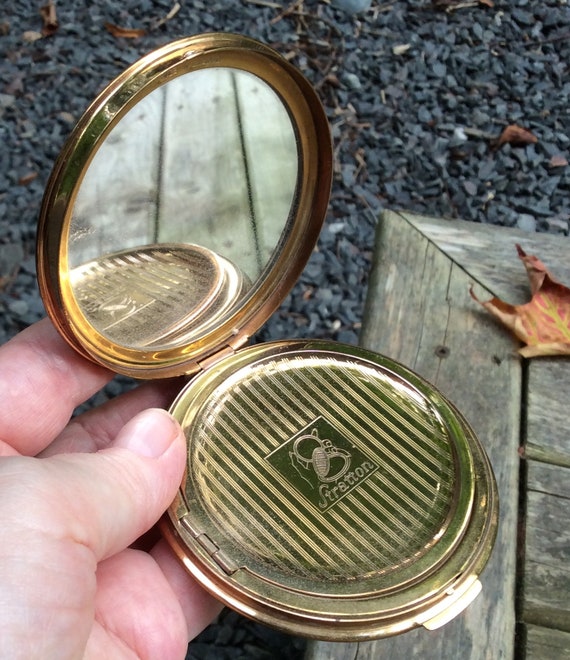Vintage Stratton Powder Compact Swallow Bird Floral Enamel Powder