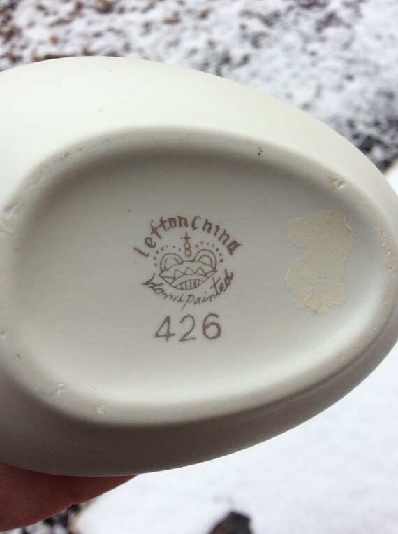 Vintage Lefton Bisque Easter Egg shape trinket bo… - image 3