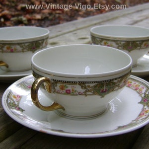 Vintage Limoges set of Teacups Limoges Elite Works Bawo & Dotter Floral, vintage wedding teacup Valentines gift french Tea mother's day gift