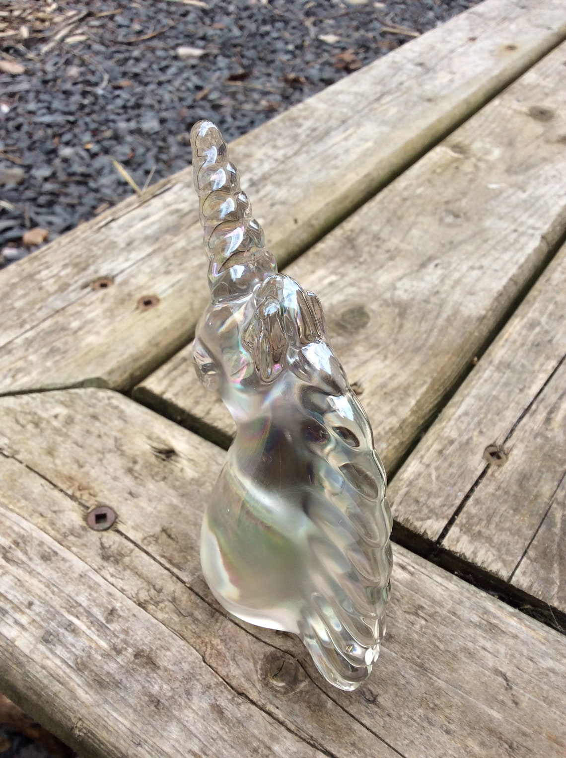 Vintage Unicorn Paperweight Iridescent Glass Unicorn Art Etsy