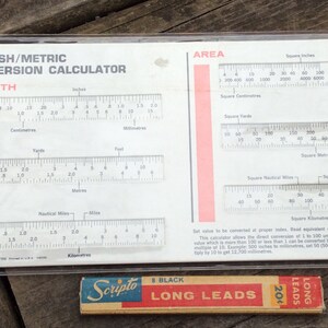 Vintage Slide Rule Ruler Metric Conversion Calculator, Inches to Cm ...