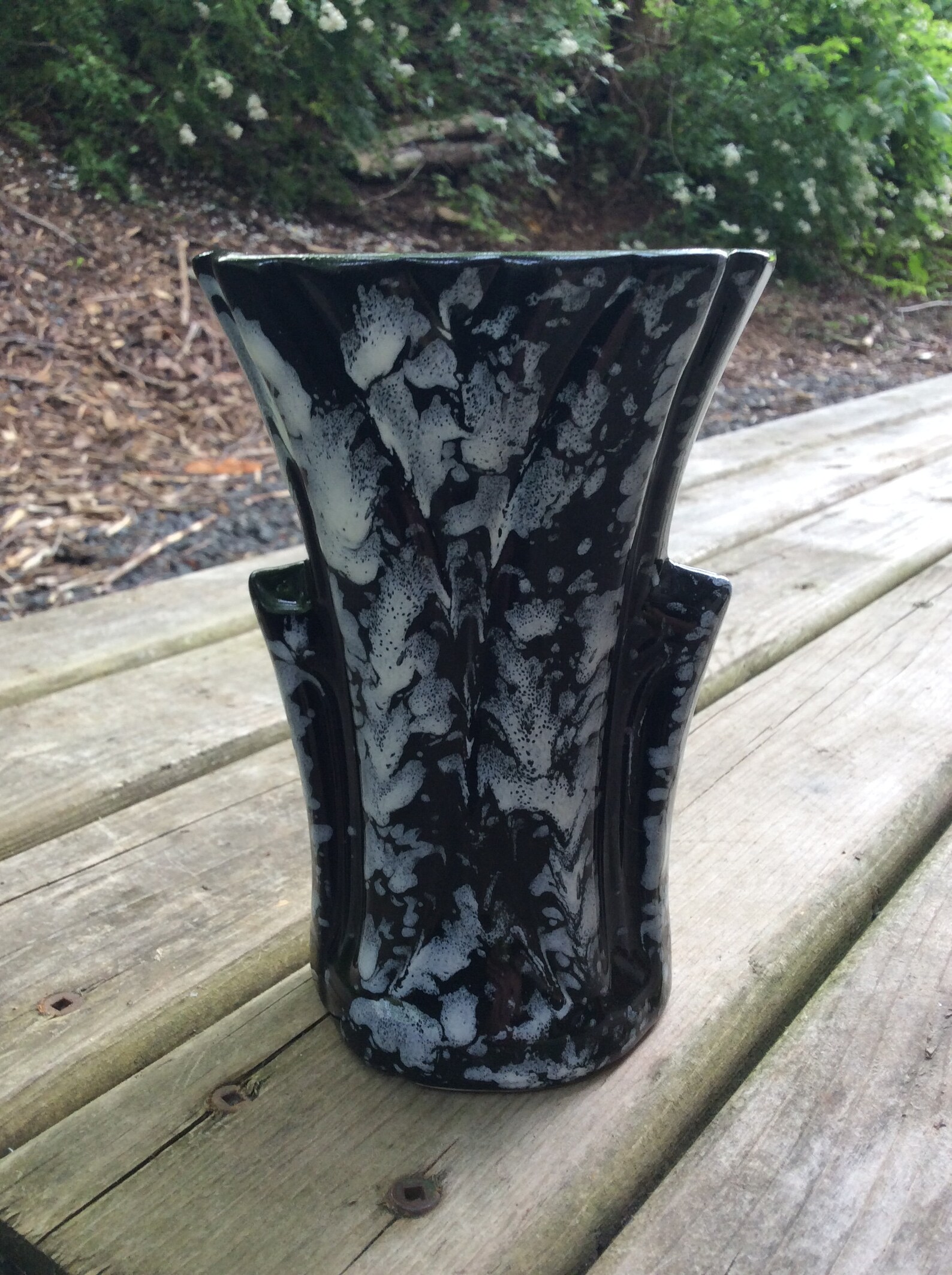 Vintage Black and White Vase ON SALE Speckled Pottery Art Etsy