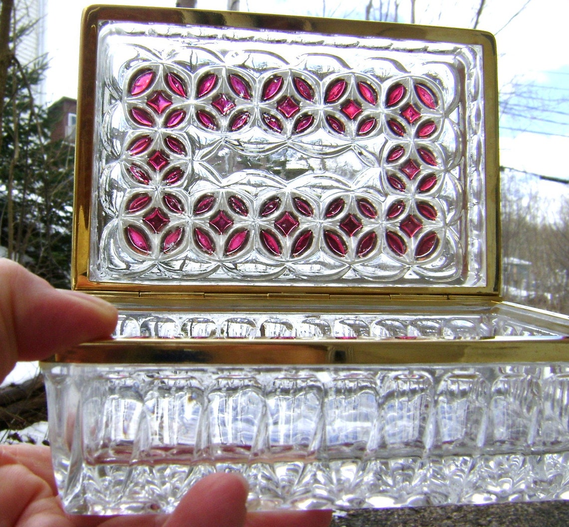 Vintage Glass Jewelry Case ON SALE Trinket Case Jewelry Box Etsy