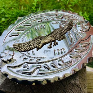 Vintage Eagle Belt Buckle: Silver & Gold American Symbol MWG