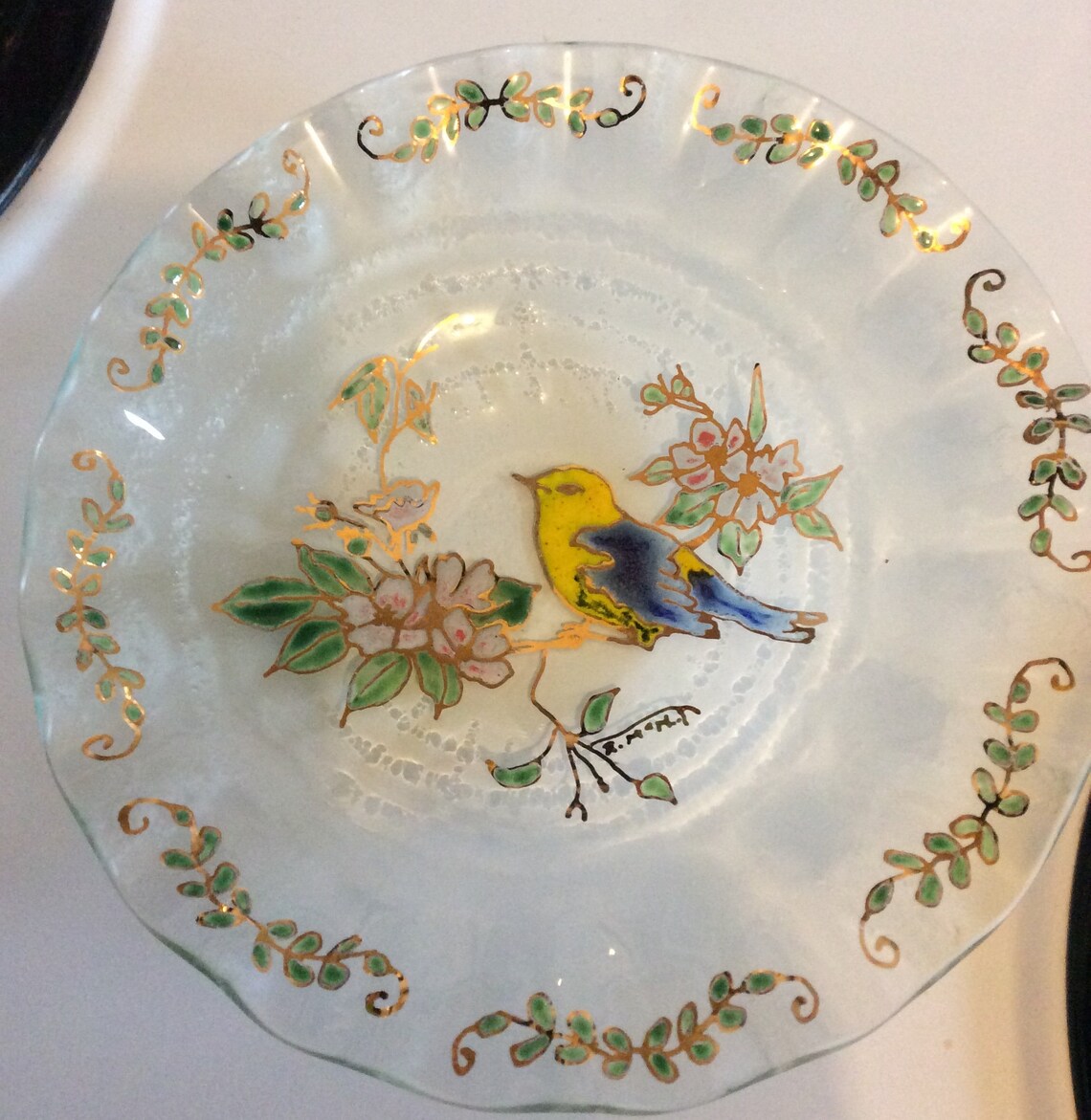 Vintage Bird Glass Bowl ON SALE Rare Art Glass Bowl Glass Etsy