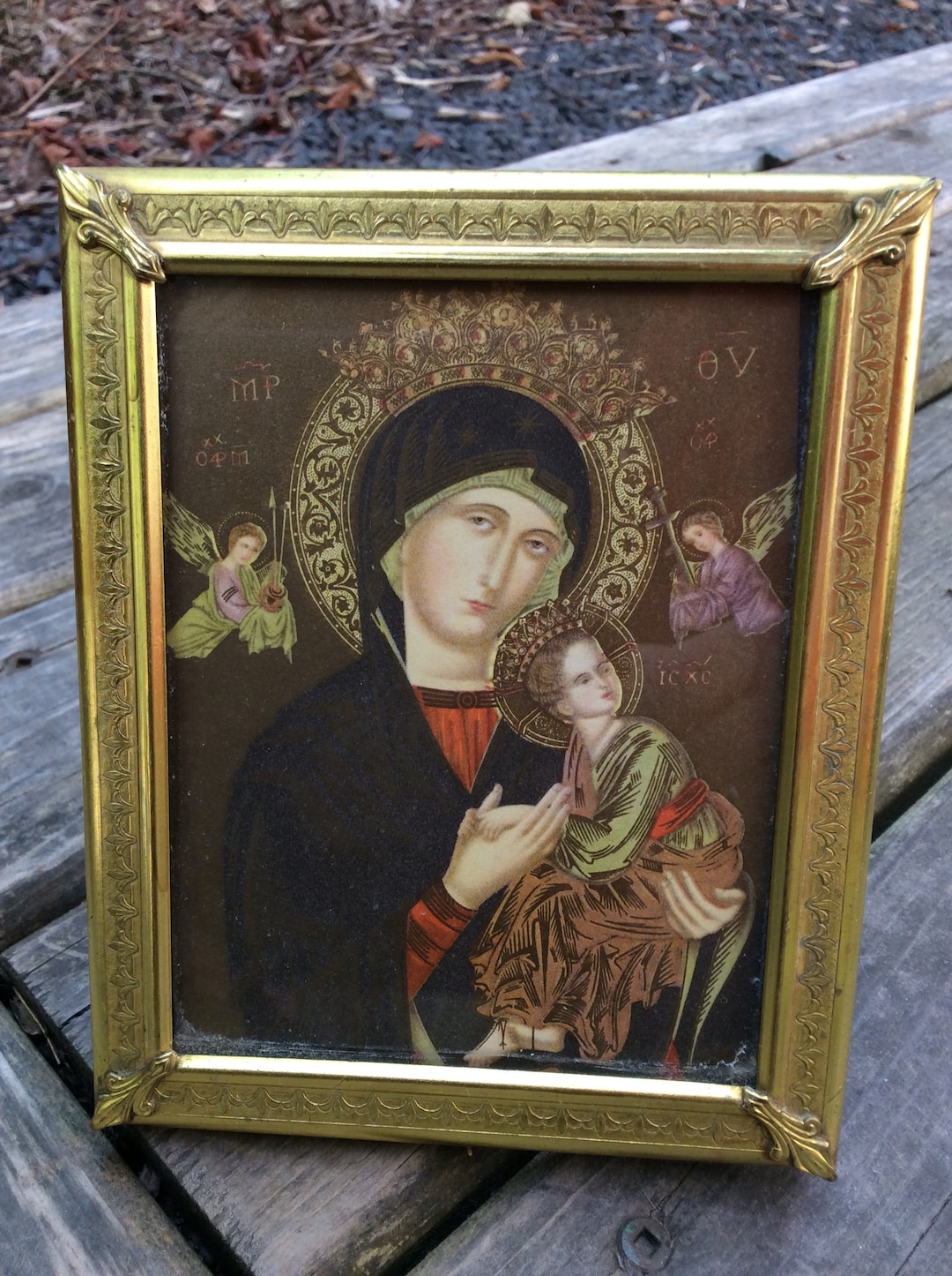 Vintage Vintage Religious Framed Wall Art, Vintage Christmas Decor