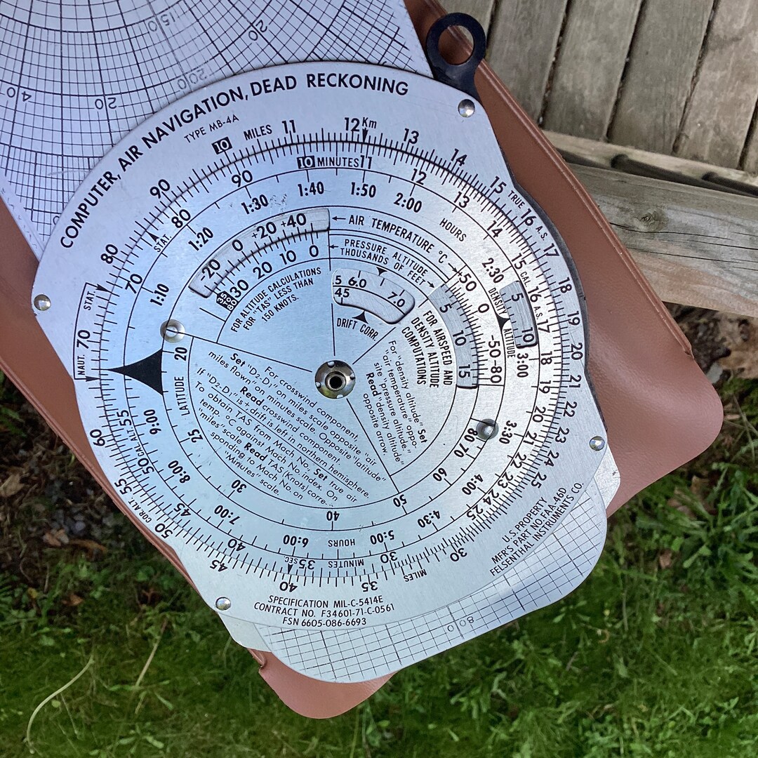Vintage Metal Slide Rule Ruler Computer Military Air Navigation Dead ...