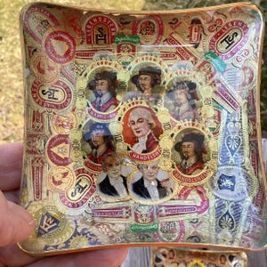 Vintage Cigar Band ashtray Advertising trays decoupage cig labels brands Smokecraft Old advertising banderoles 50s 60s Father&#39;s day gifts