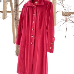 Vintage luxury mid-century Modern classy pink Velvet Coat on sale, retro Long Velvet Women's Coat, Haute Couture, Fashion Tailored in Canada afbeelding 5