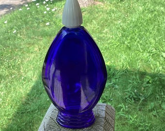 Vintage Cobalt Blue Glass Bourjois Perfume Bottle - Signed Apothecary Display