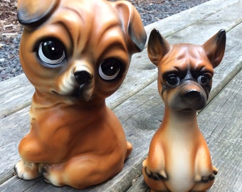 ビンテージNorleans製 Big eye Dog置物 陶器 犬 フィギュリン