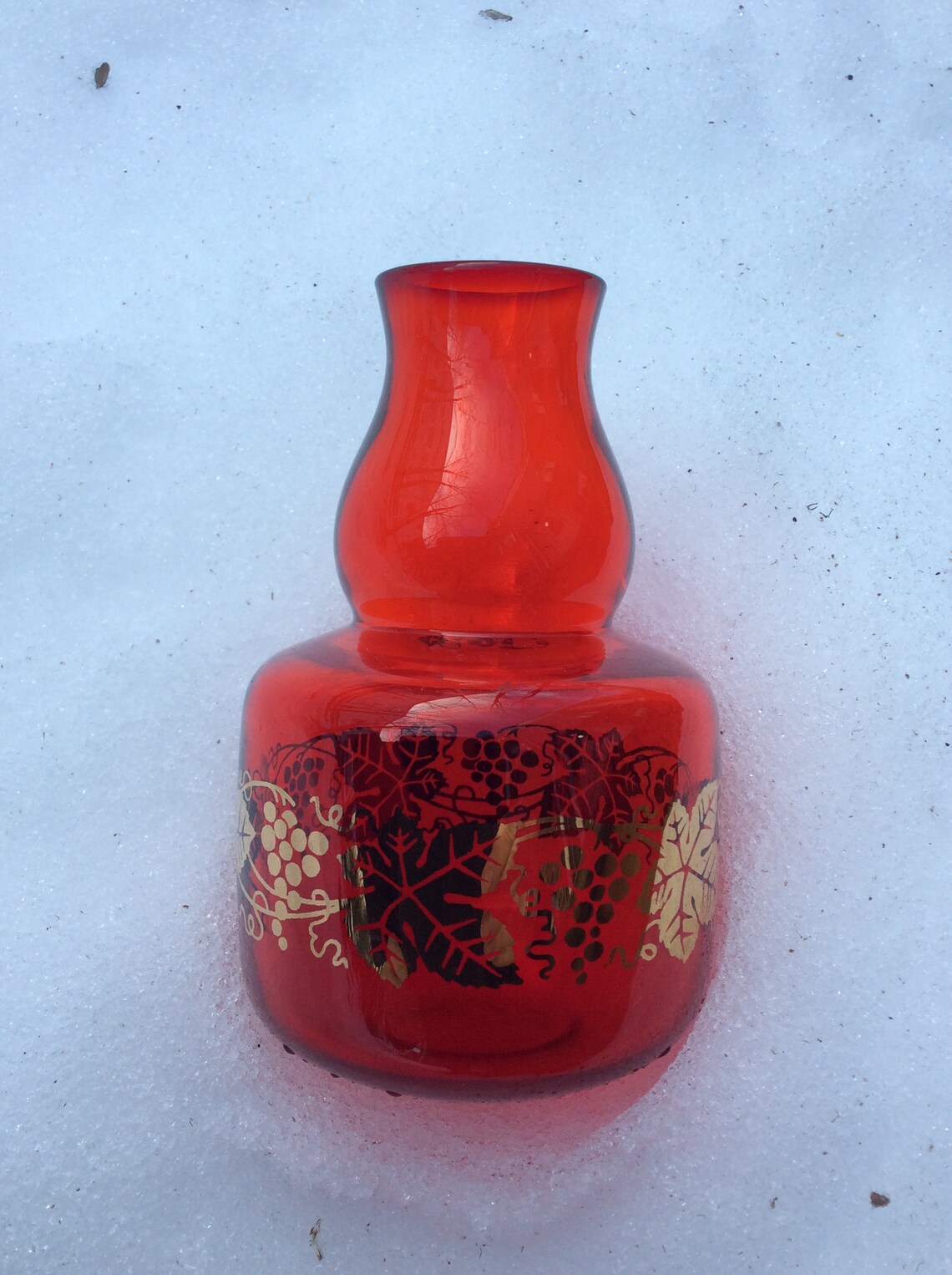 Vintage Red Glass Vase ON SALE Gold Vase Ruby Red Glass Etsy