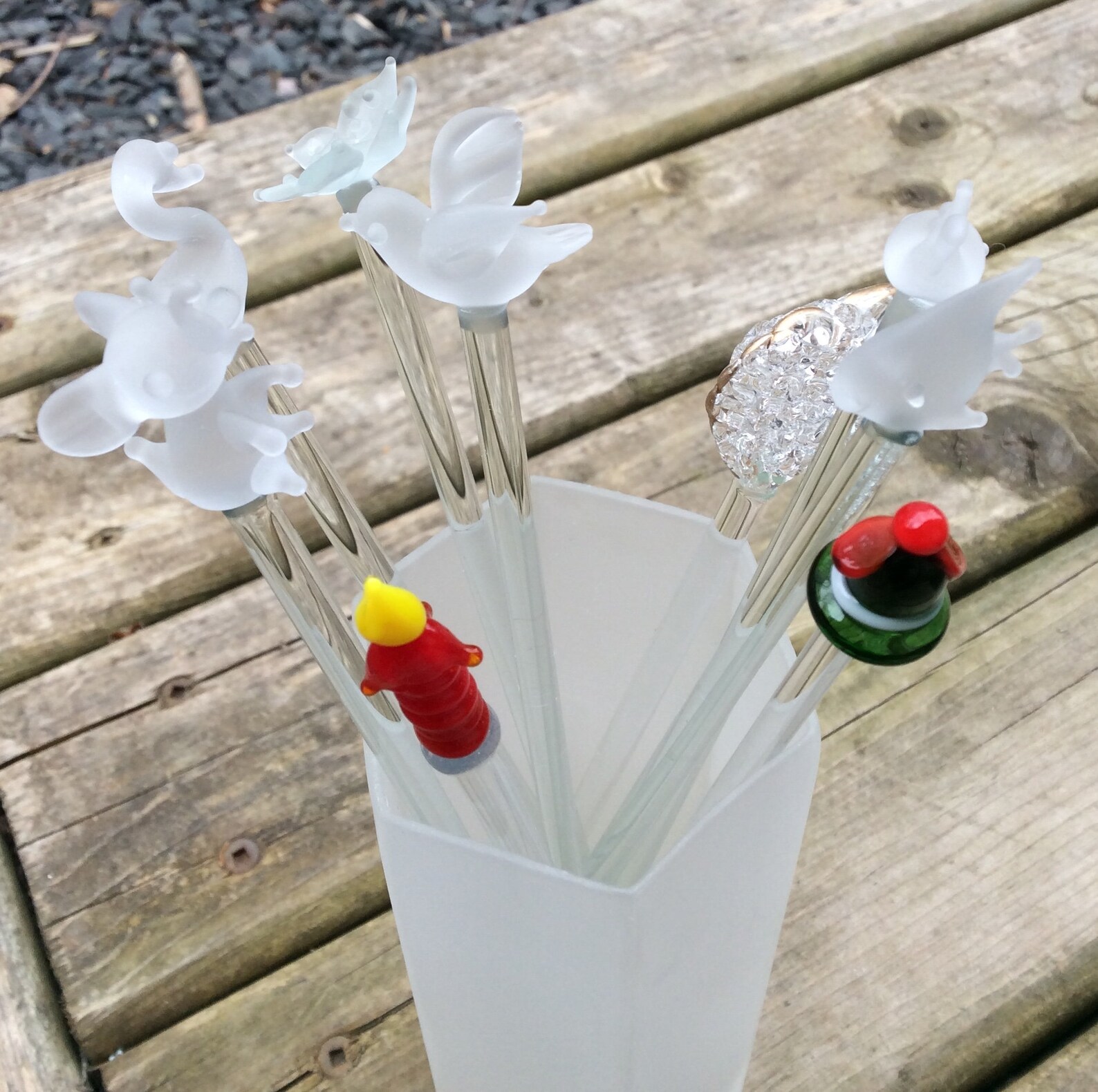 Vintage SwizzleSticks Vintage Glass Stir Sticks Frosted Etsy