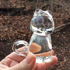 Vintage mundgeblasene Glas Katze Briefbeschwerer Figur Halloween Dekor Weihnachten Art Deco Ornament Mutter Geschenk Haus Büro traurig Trauer Trauer