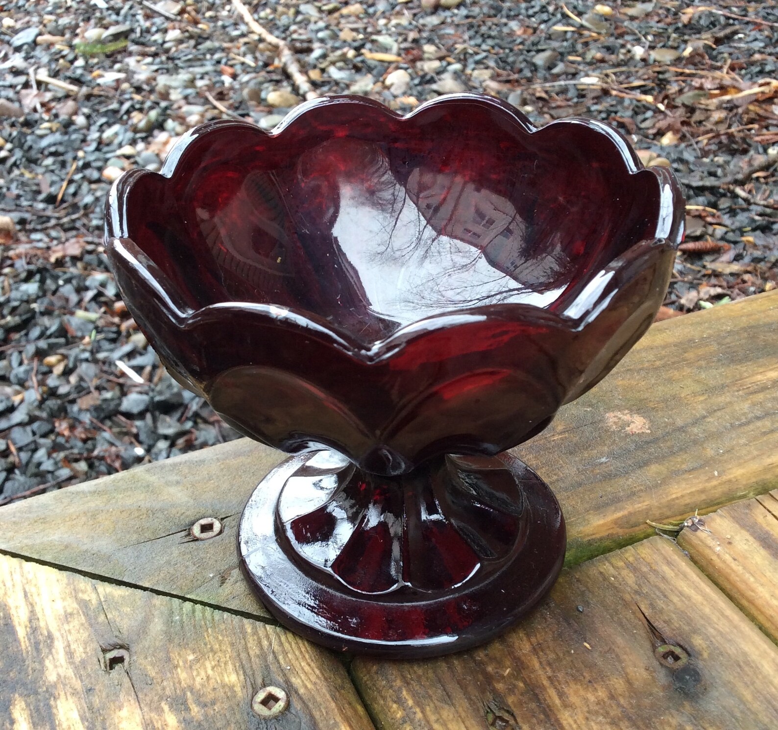 Vintage Red Glass Bowl Anchor Hocking Ruby Red Bowl Etsy
