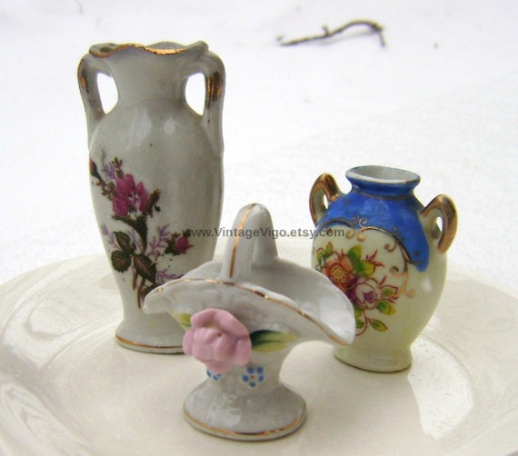 Mini Vases Vintage Miniature Bud Vases On Sale Valentines Etsy
