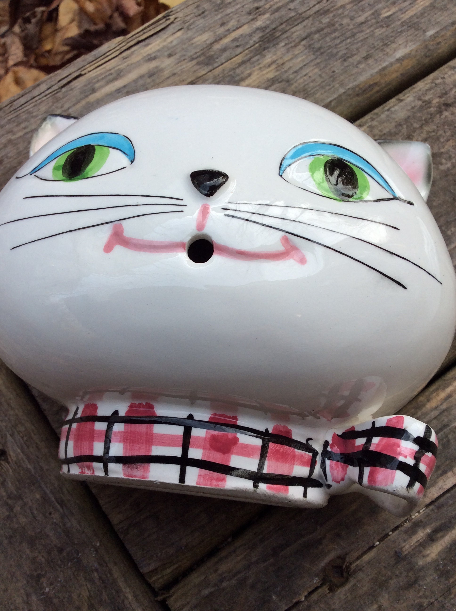 Vintage Holt Howard Cozy Cat Face String Holder MCM, White Kitten
