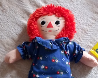 1996 Raggedy Ann 13" Doll Hasbro and Wonder Book Raggedy Ann and Marcella's First Day of School Set Holiday Easter Gift