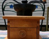 Vintage Coffee Spice Grinder Tabletop Open Top Iron and Wood, Kitchen Appliance, Country Kitchen Vintage Decor Vintage Holiday Gift