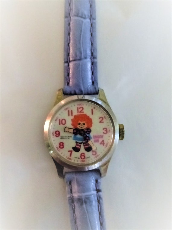 1971 Raggedy Ann Watch with Baby Croco Band Mechan