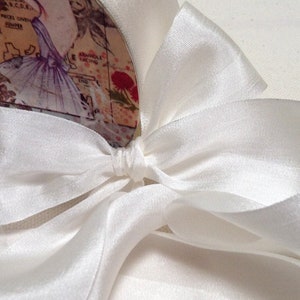 3 Yds. WHITE SNOW Silk Ribbon 1 1/4" Width 100% SILK: Sewing, Embroidery, Baptism, Florals, Wedding, Baby, Holy Communion, Quinceanera, Hats